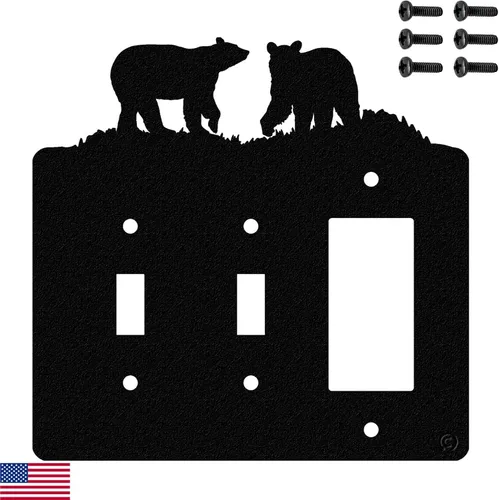 Vista 10 de Bear - Placa de pared dúplex individual (potencia única, negra) - Fabricado en Estados Unidos