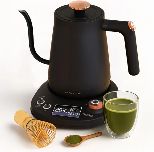 Vista 10 de Vianté - Tetera eléctrica con infusor para hojas sueltas. Elaborador de té caliente con control de temperatura y apagado automático. Tetera