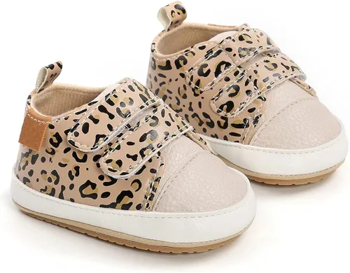 Vista 5 de QWZban Zapatos de bebé para niños y niñas, zapatillas de deporte con suela de goma antideslizante, para cuna de bebé, zapatos de vestir