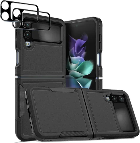 Vista 28 de Jeylly Funda para Samsung Z Flip 3, Z Flip 4, de grado militar, a prueba de golpes, con soporte estable, protección de bisagra, cubierta resistente