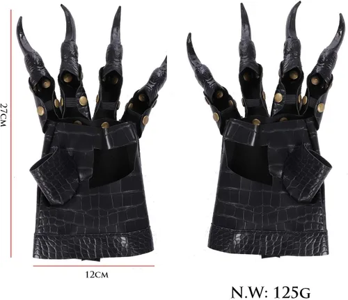 Vista 4 de Himine Accesorios de fiesta de carnaval de Halloween, accesorios para cosplay, guantes de garra de dragón, Negro