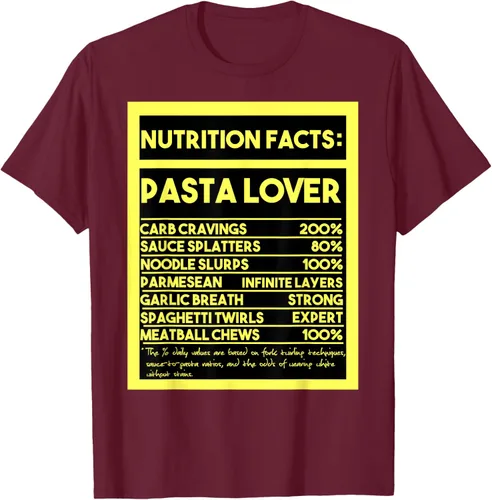 Vista 16 de Pasta Lover Nutrition Facts: The Ultimate Carb Connoisseur's T-Shirt Negro