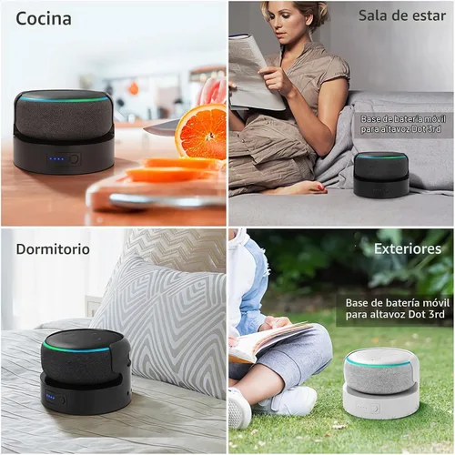 Vista 7 de Base de batería para Dot 3ª generación y soporte de batería Google Mini 2, cargador portátil para Dot 3ª batería de respaldo, 16 horas de tiempo