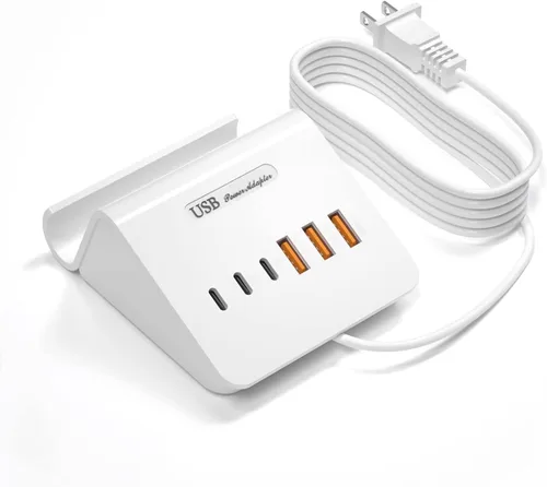 Vista 9 de Estación de carga USB C 35W, VHBW de 6 puertos (3 USB-C y 3 USB-A) Estación de carga rápida de escritorio para iPhone 14/13/12, Samsung Galaxy