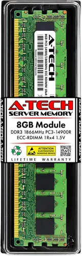 Vista 157 de A-Tech 4GB DDR3 1333MHz PC3-10600R ECC RDIMM 1Rx4 Rango único 1.5V Registrado DIMM 240-Pin Módulo de actualización de memoria RAM de servidor