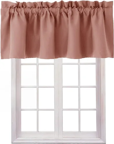 Vista 30 de Hiasan Cortinas opacas con cenefa para oscurecimiento sólido de habitación, cenefas con bolsillo para barra, para ventanas, 42 x 12 pulgadas