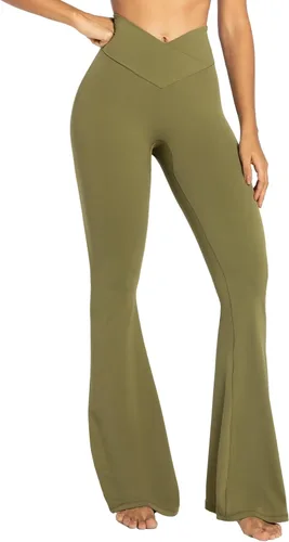 Vista 5 de Sunzel Womens Flare Leggings with Tummy Control Crossover Waist and Wide Leg