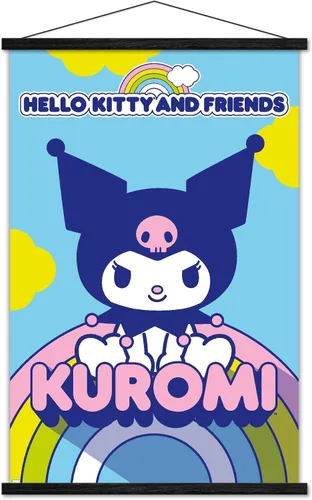 Vista 8 de Trends International Hello Kitty and Friends - Póster de pared Kuromi, 22.37 x 34.00 pulgadas, paquete de impresión premium y colgador de madera
