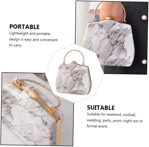 Vista 6 de VALICLUD 1 bolso de noche de lujo marmoleado elegante y embrague para mujeres para fiestas, bodas, bailes de graduación y eventos formales