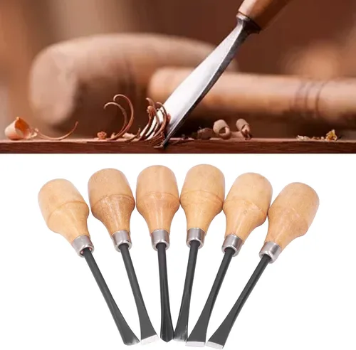 Vista 4 de Juego de herramientas de tallado a mano, juego de cinceles para tallar madera, juego de cinceles para tallar madera, herramientas manuales, mango