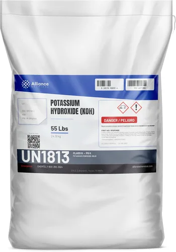 Vista 5 de Alliance Chemical Copos de hidróxido de potasio KOH - 5 libras - Base fuerte, agua de lejía, copos de soda cáustica - 90% de pureza