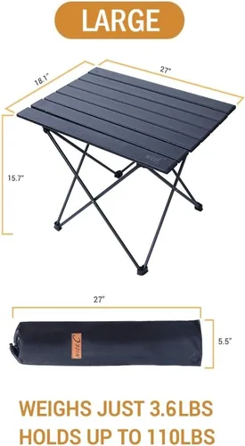Vista 3 de Nice C Mesa de campamento, mesa de campamento, mesa plegable, mesa de playa, plegable plegable, de aluminio, ultraligera, compacta con bolsa