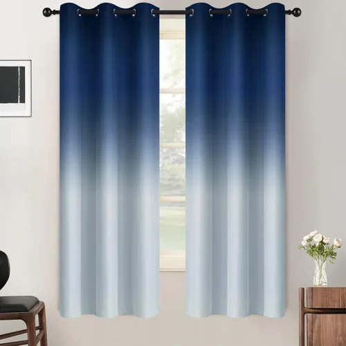 Vista 132 de SimpleHome Cortinas degradadas degradadas para oscurecer la habitación de 36 pulgadas de largo para dormitorio, con ojales y bloqueo de luz Negro