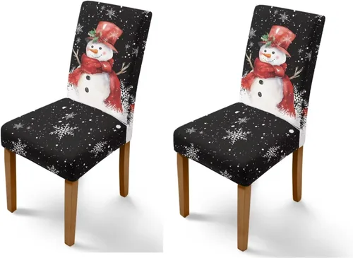 Vista 82 de Rnyleeg Fundas navideñas para sillas de comedor, fundas de asiento de comedor con estampado de campanas brillantes, juego de 1 funda suave y lavable