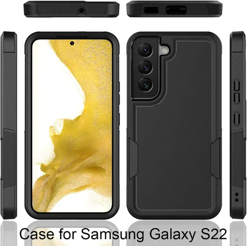Vista 9 de Funda para Samsung Galaxy S22: funda protectora de doble capa resistente para teléfono celular, a prueba de golpes, con protector de pantalla