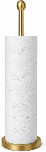 Vista 9 de Songtec Soporte para Papel Higiénico de Pie, Soporte de Rollo de Papel Tisú Negro de Pie con Reserva para 4 Rollos, Diseño Compacto