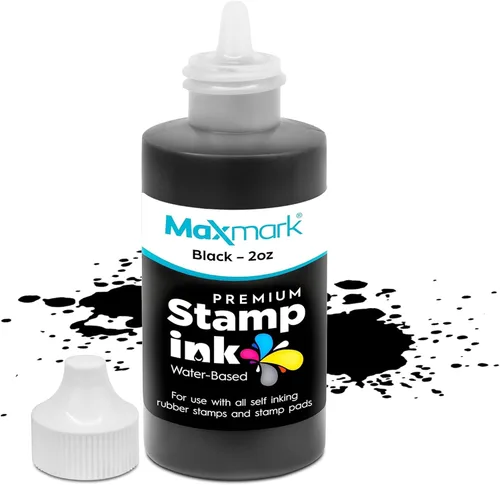 Vista 70 de MaxMark Premium - Tinta de recarga con punta de control en botella para sellos autoentintados, color negro - 1 onza
