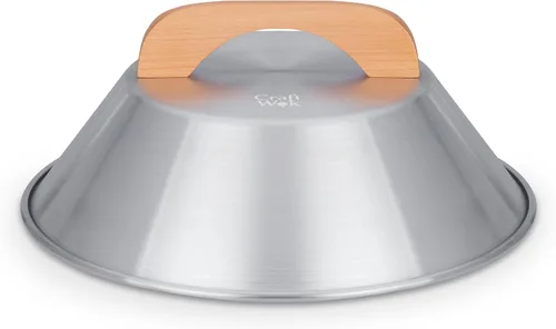 Vista 2 de Craft Wok Tapa de cúpula para woks de 14 pulgadas con forma de cúpula tradicional con mango de madera para woks de 14 pulgadas, utensilios de cocina