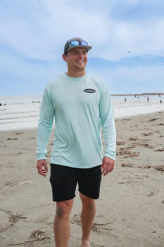 Vista 3 de Camiseta de manga larga Dry Fit que absorbe la humedad UPF 50, protección UV, langosta y pez cerdo, ligera, para pesca al aire libre