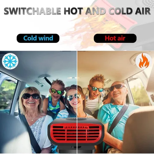 Vista 6 de Calentador de Coche, Calentador de Coche Portátil de 12V 150W que se Conecta al Encendedor de Cigarrillos, Calefacción Rápida 2 en 1 Descongelador