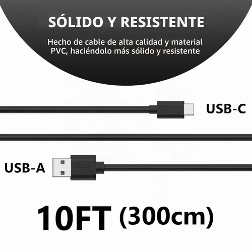 Vista 2 de GEEKRIA for Creators - Cable de micrófono USB A a tipo C de 10 pies / 3 M, compatible con Fifine AmpliGame A6, HyperX QuadCast S, SoloCast, Logitech