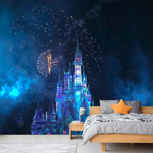 Vista 39 de IDEA4WALL Adhesivo mural removible para pared, diseño de castillo mágico de nieve y ciencia ficción, arte moderno, paisaje decorativo para sala