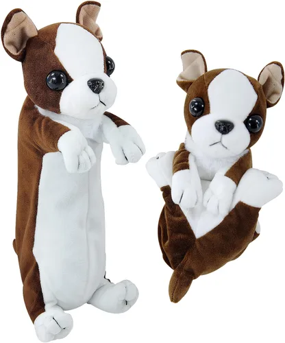 Vista 10 de BB FUN HOUSE Estuche para lápices para niños, bolsa de lápices de peluche 3D con forma de perro y dinosaurio, bolsa suave de almacenamiento