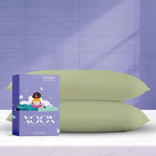 Vista 19 de XOOX Linen Juego de 4 fundas de almohada de algodón egipcio, tamaño Queen, fundas de almohada de lujo de 1500 hilos de alto tamaño estándar