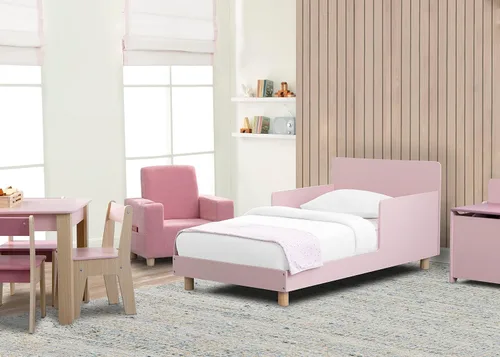 Vista 2 de Delta Children GapKids - Cama para niños pequeños, color rubor, natural + babyGap TrueSleep para cuna y colchón para niños pequeños (paquete)