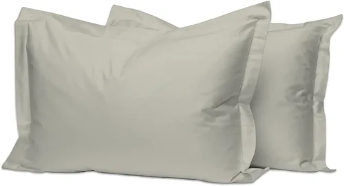 Vista 81 de Juego de 2 fundas de almohada de 100 % algodón puro, tamaño King, color plateado, lujosas fundas de almohada de algodón de fibra larga de 400 hilos