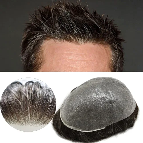Vista 34 de Hombres Toupee 100% Europeo Remy Cabello Humano Piezas 0.002 in Ultra Delgado Piel Sistema de Reemplazo de Pelo Toupee para Hombres Protesis Capilar