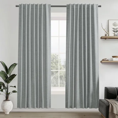Vista 31 de UHITECH Cortinas opacas de 35 pulgadas de largo para sala de estar, 2 paneles, cortina opaca corta para cocina para ventanas pequeñas, cortinas