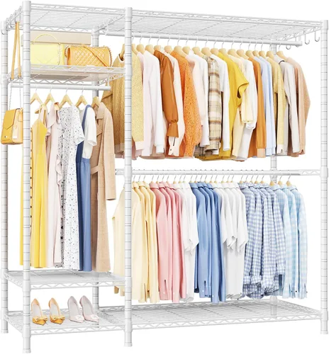 Vista 10 de Ulif F7 Plus - Perchero de ropa resistente, perchero para colgar ropa, 6 niveles, estante de almacenamiento portátil independiente de 68 pulgadas
