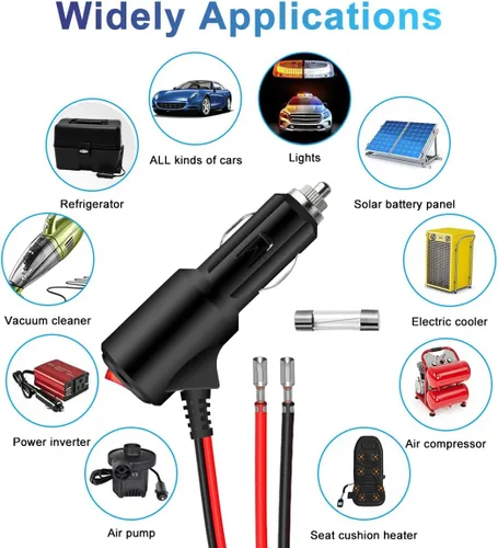 Vista 6 de Enchufe de encendedor de cigarrillos de 12 V con interruptor de encendido y apagado, repuesto de enchufe de encendedor de cigarrillos resistente