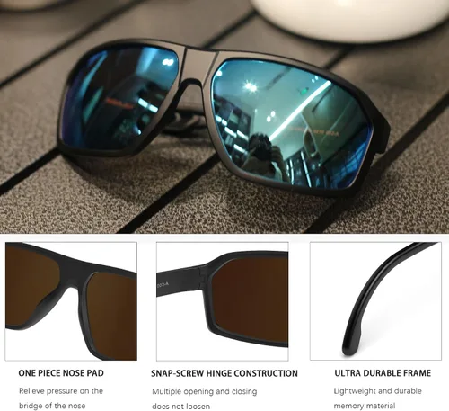 Vista 3 de MAXJULI Sports Polarized Sunglasses for Big Heads Men Women Rectangular Square Frame Glasses 82098210