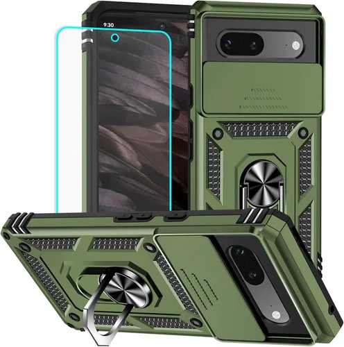 Vista 31 de HNHYGETE Funda para Pixel 6a con protector de pantalla HD, soporte giratorio de grado militar de 360° (resistente) a prueba de golpes para Google