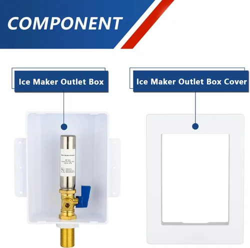 Vista 2 de Caja de salida para máquina de hielo con pararrayos de martillo de agua de acero inoxidable, entrada de sudor de 1/2 pulgada (MIP) y conexión