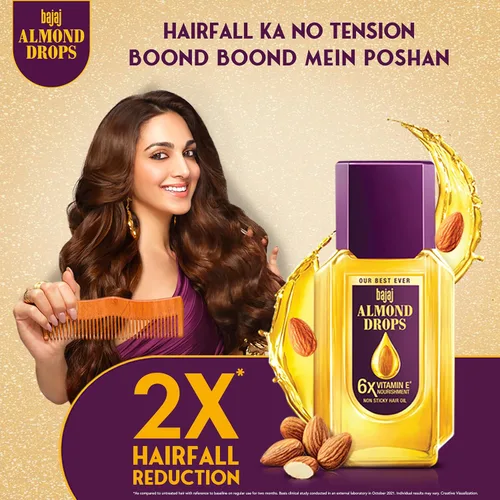Vista 2 de Bajaj Almond Drops Aceite para el cabello Premium Con extractos de almendras reales 3.4 fl oz