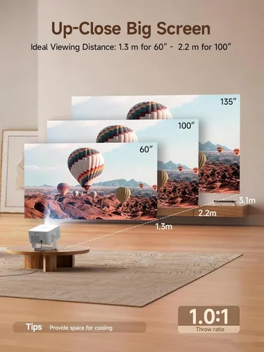 Vista 6 de [Android 14 y 800ANSI] Mini proyector Magcubic 4K 8K, compatible con proyector inteligente nativo 1080P con WiFi 6, Bluetooth 5.4, enfoque