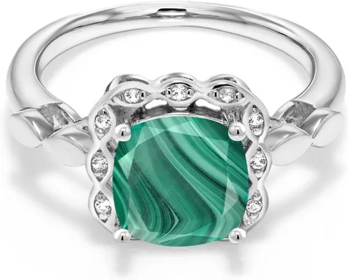 Vista 48 de Gem Stone King Anillo de compromiso de plata de ley 925 de 0.315 in con piedra natal y zafiro blanco creado Anillo de compromiso de boda