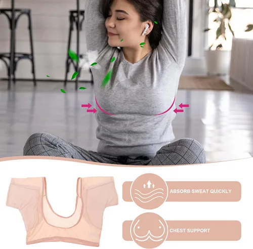 Vista 9 de Ropa interior transpirable que absorbe el sudor, chaleco transpirable para el sudor, chaleco de sudor para las axilas, chaleco lavable, ropa