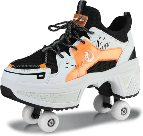 Vista 18 de Zapatos de patinaje para mujer, cuatro rondas, zapatos de patines de ruedas para niños que se convierten en patines de ruedas, zapatos ligeros al