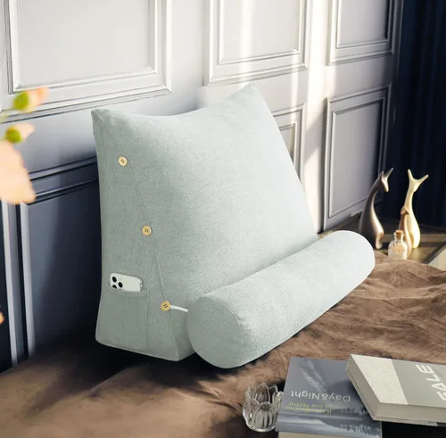 Vista 4 de VERCART Almohada de cuña para cama, cojines de lectura ajustables para dormir, reposo triangular, almohadas de apoyo lumbar para el cuello