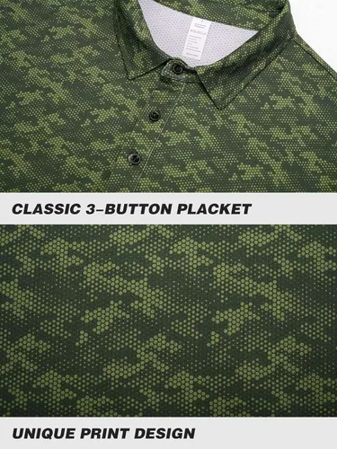 Vista 5 de marami Camisas polo de golf para hombre Dry Fit manga corta impreso camisetas polo UPF absorción de humedad camisas tácticas cuello camisas
