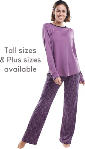 Vista 4 de Conjunto de pijama de algodón Pima increíblemente suave para mujer - El conjunto de manga larga