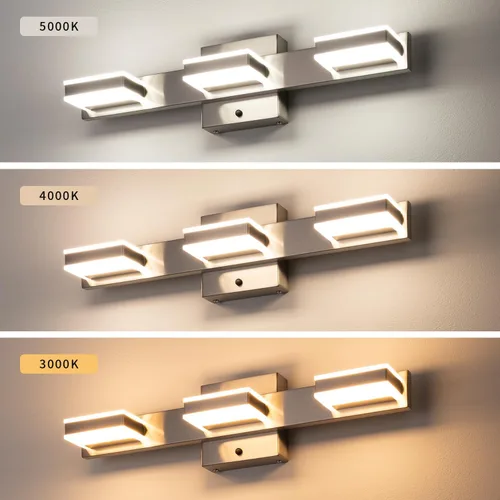 Vista 5 de Mirrea 20" 3 luces LED 3CCT níquel cepillado tocador tocador luminaria