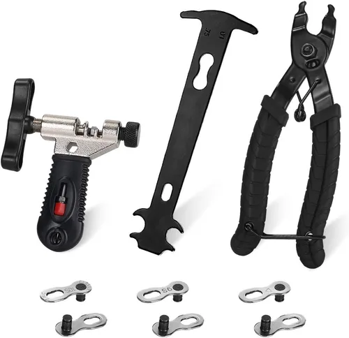 Vista 6 de WOTOW Juego de herramientas de reparación de cadena de bicicleta, cortador divisor de cadena de bicicleta de ciclismo, cortador e indicador