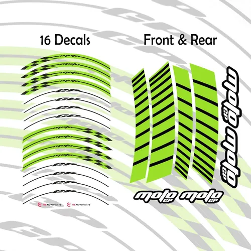 Vista 3 de MC MOTOPARTS Calcomanías adhesivas para llantas de 17 pulgadas compatibles con MT-07 MT-09 MT-10 FZ07 FZ09 FZ10 YZF R6 YZF R1 1000 verde