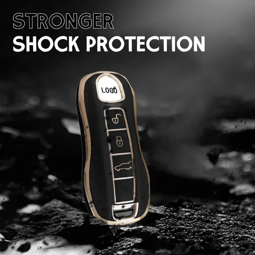 Vista 5 de Funda protectora para llavero inteligente compatible con Porsche 911 Cayenne Panamera TAYCAN de 3 botones sin llave, accesorios de control remoto