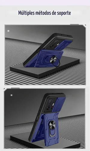 Vista 5 de CCSmall Funda para Xiaomi 11T Pro con tarjetero y cubierta de cámara negra